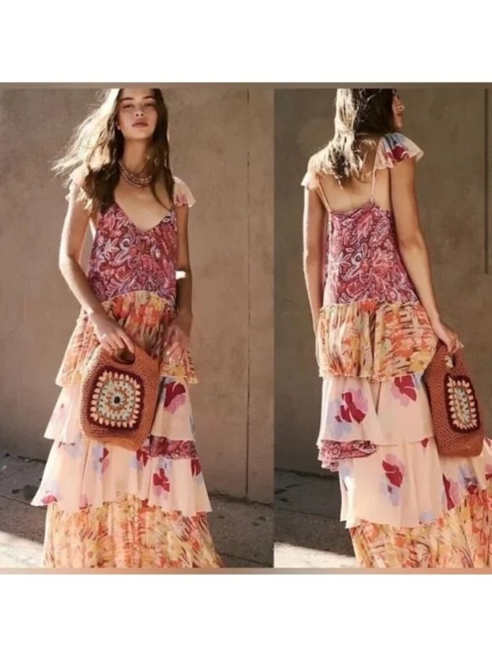 Free People Coralie Tiered Maxi Dress Boho Chic Whimsical Fairy Romance Womens 2